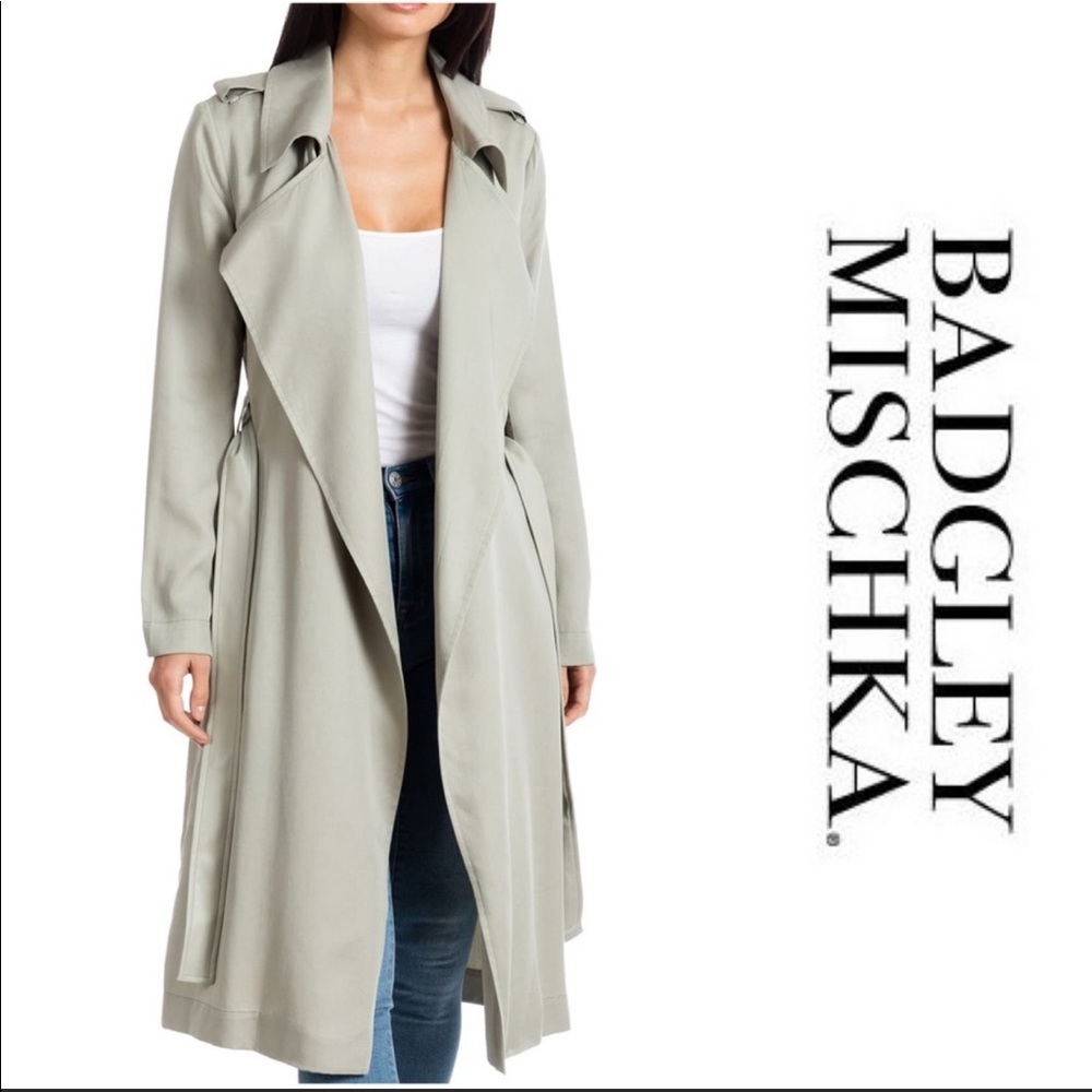 Badgley Mischka sage trench coat